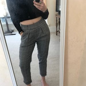 Plaid Elastic Waistband Pants